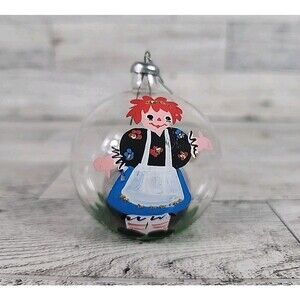 Vintage Inarco Glass Raggedy Ann Ornament 2.5" Bulb Christmas Made In Italy
